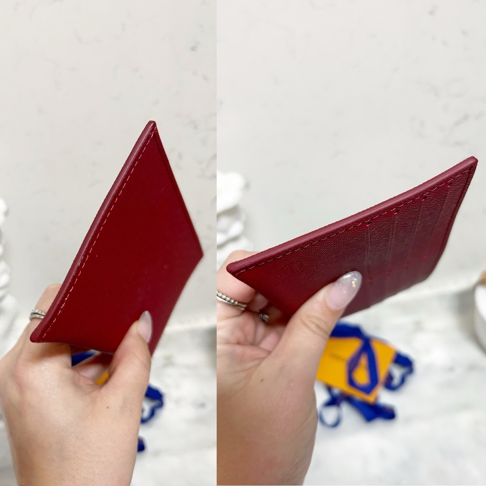 Authentic Louis Vuitton Calfskin Felicie Card Holder / Wallet in Fuschia - Picture 7 of 11